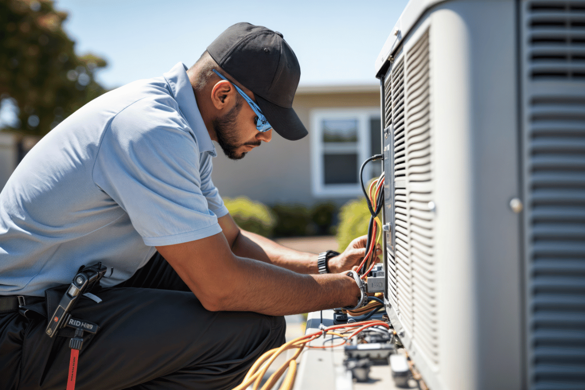 A professional performing AC maintenance in El Paso